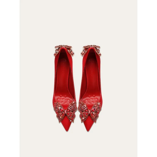  Women High Heels Chinese Red Tassel Rhinestone Fashion Wedding Shoes - Picture 4 of 8