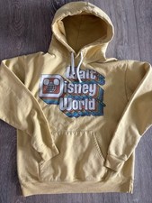 DISNEY Parks WDW World Hoodie Sweatshirt Retro Rainbow Yellow Women's M Medium