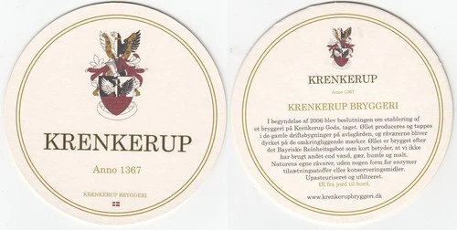 1 KRENKERUP DENMARK BEER MAT BEERCOASTER SOUS BOCK VILTJE