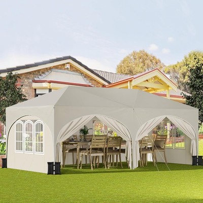 Partyzelt 3x6m Pavillon mit 6 Seitenwand 4 Sandsäcke Faltpavillon Gartenzelt