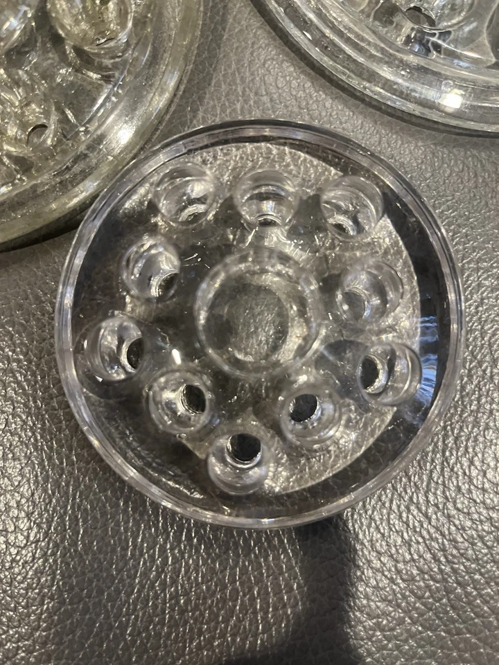 Lote de 3 arreglos florales vintage de ramo de vidrio transparente pesado - Imagen 2 de 4