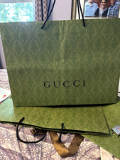 Authentic GUCCI X-Large Shopping Bag Green Brocade Design 22.5"L x 16.75"H x 8  W