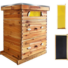 10 Frame Bee Hive Coated  Beeswax Beehive Kit Include 2 Deep  1 Medium Bee Box