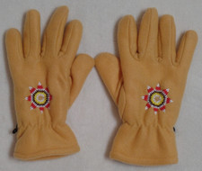 women's fleece gloves w/ thermal lining, medium, maize gold w/ embroidered star