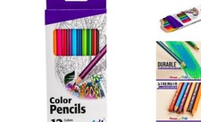 Arts Colored Pencils, Assorted Colors, Set 12 Count Pack of 1 Color Pencil