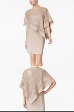 R.M. Richards Mocha Sequine Cape Dress.