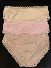 NEW! $60 NATORI 156058 BLISS COTTON BLEND GIRL BRIEFS UNDERWEAR 3 PAIRS SZ M