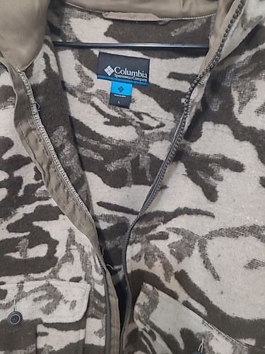 Columbia PHG Wool Blend Jacket Outfitter Camo Hunting Coat Men L Hooded Full Zip - Picture 5 of 16