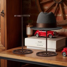 Cowboy Hat Stand Heavy Duty Metal Hat Holder for Countertop Shelf Western Wag...