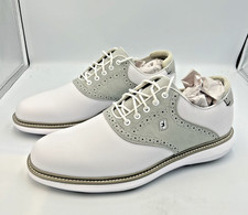 FootJoy FJ Traditions 57957 Men's Golf Shoes 11 W White/Gray Waterproof Spikes
