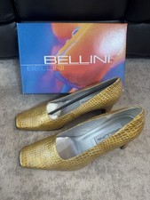Vintage Bellini 10W Yellow Snake Skin Design Square Heels