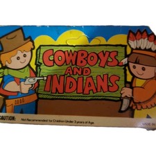 Vtg Cowboys  Indians Plastic Play Set Toy Western Soldiers NIP New