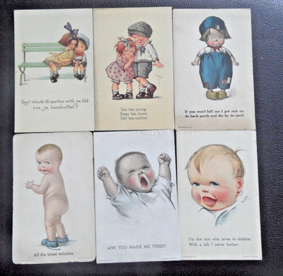 Kinder: Sechs süße Postkarten. Alpha. Drei Post 1920.