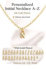 Personalized Initial Necklace 14K Gold Plated Custom Letter A-Z Valentine gt