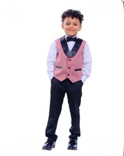 Boys Vest Set Formal Dress Suits Wedding Outfit Dresswear - Pink