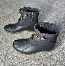 SPERRY Saltwater Boots Girls Size 4M Quilted Black