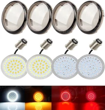 4x Motorcycle 1157 Front Rear LED Bullet Turn Signal Light Smoke Lens for Harley