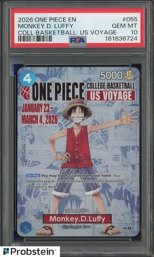 2026 One Piece EN College Basketball US Voyage #055 Monkey D Luffy PSA 10
