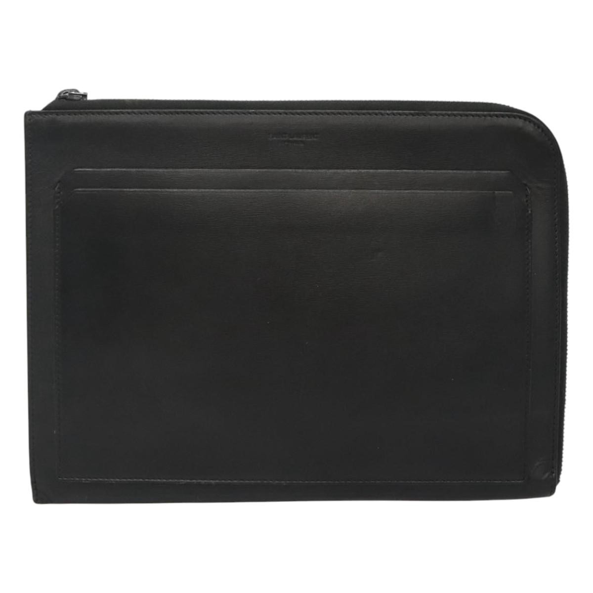 Borsa pochette Yves Saint Laurent in pelle nera autentica