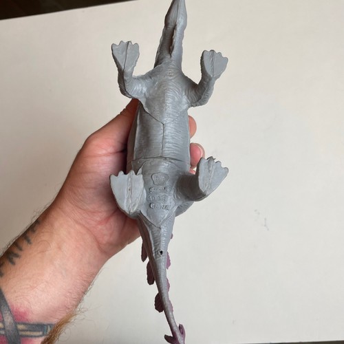 Modellino dinosauro stegosauro giocattolo imperiale viola grigio vintage 1985 - Foto 6 di 7