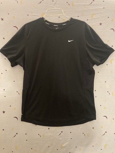 Nike Shirt Herren Größe L Schwarz Dri-Fit Kurzarm Sport Training Laufshirt