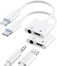 [Apple Mfi Certified] 2 Pack Headphone Adapter for Iphone, 2 in 1 Lightning To..