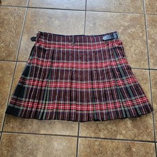 Scottish Highlands Mens Kilt Woven Tartan Pleated Plaid Belted Size 46 Authentic