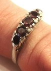 STERLING SILVER OLD VINTAGE 5 STONE GARNET RING SIZE K