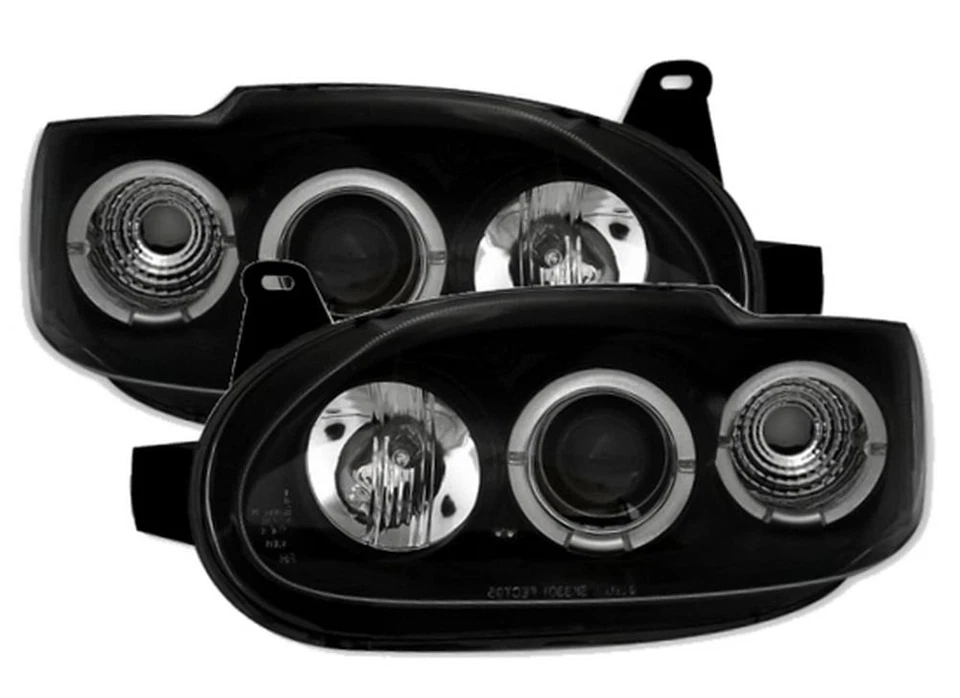 Faros para Ford ESCORT MK7 7 95-00 Angel Eyes negros envío gratuito a todo el mundo EE. UU. LP Foto 2 de 4