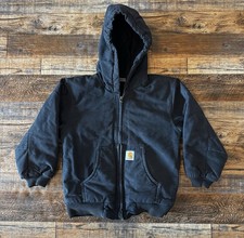 Kids Quilted Canvas Carhartt Jacket w/ Hood Youth Sz S 7-8