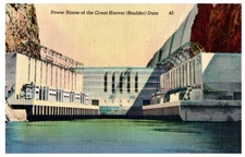 Power House of Hoover Dam Vintage Postcard Burkett Colourpicture