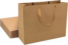 12 Pcs Extra Large Brown Kraft Paper Gift Bags, 16"x6"x12", Brown-12-H-XL 