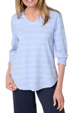 Cuddl Duds Women's Cottonwear+ Dose of Sunshine Tee Blue Script