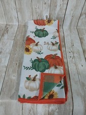 New Pumpkins Sunflower Plaid Reversible Kitchen Dish Towel Microfiber Fall