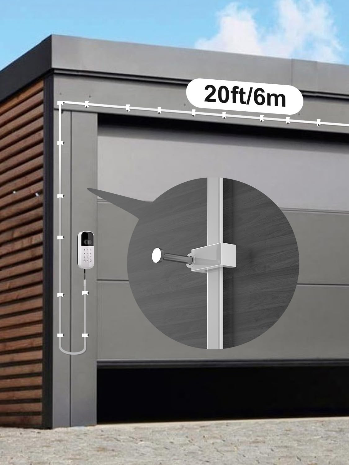 20Ft/6M Outdoor Power Cable & Adapter for Myq Smart Garage Door Video Keypad – W