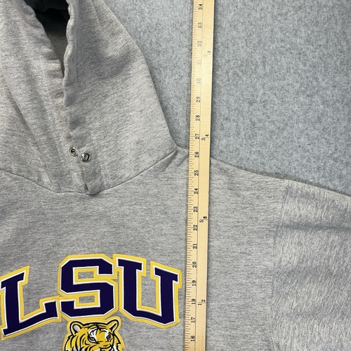 Y2K LSU Tigers Hoodie Herren L Large grau genäht Sweatshirt Pullover Vintage - Bild 7 von 9