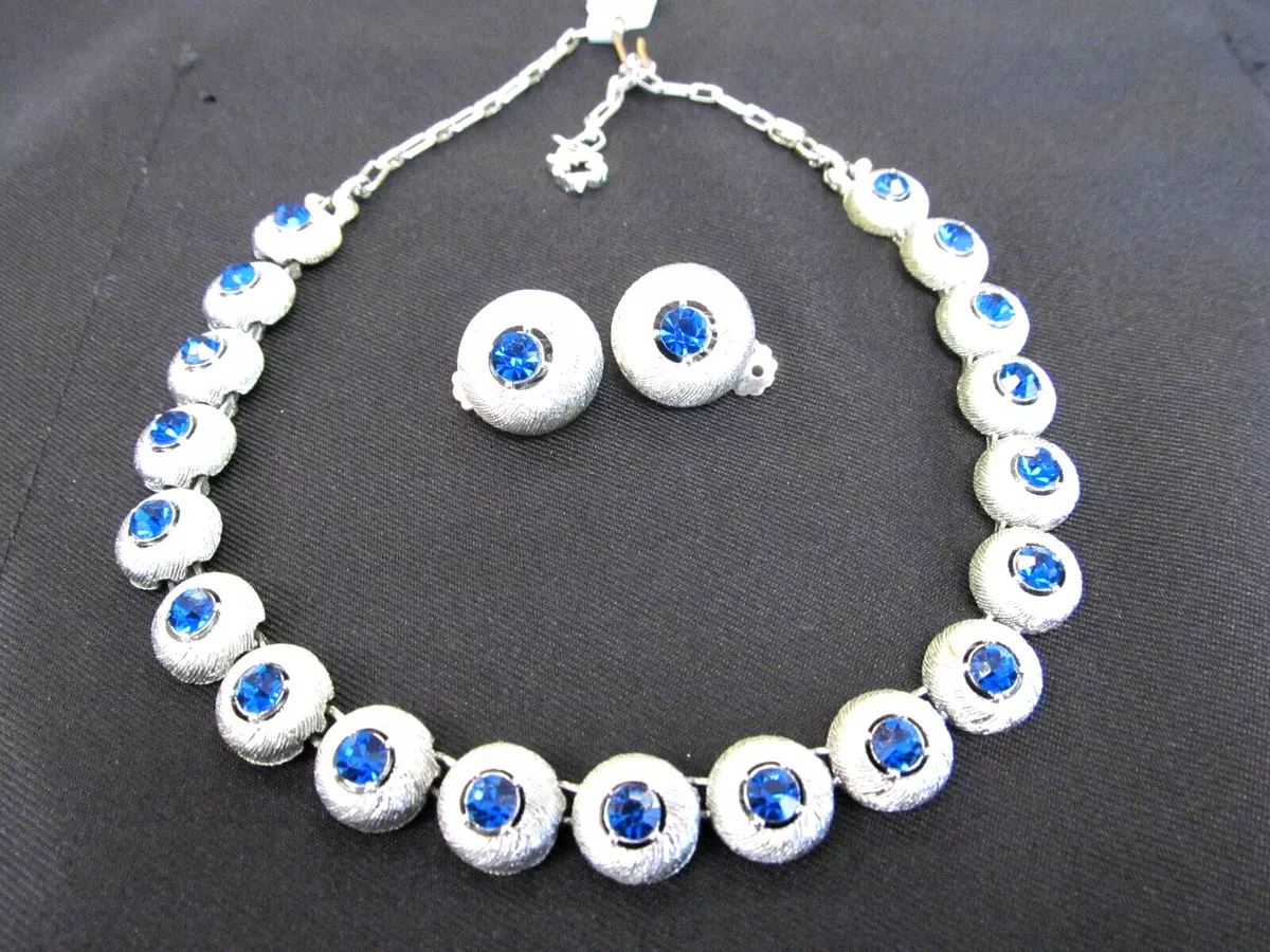 Vintage Star Brand Costume Jewelry Necklace set Silver tone