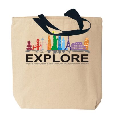 Global Landmarks Explore Canvas Tote Bag