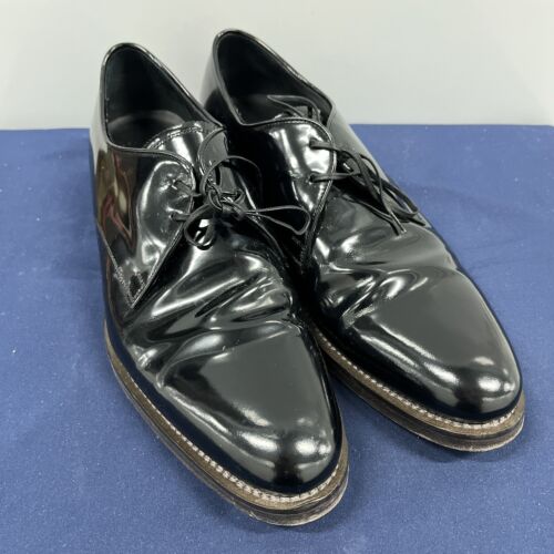 Salvatore Ferragamo mens black patent shoes Size 9 D