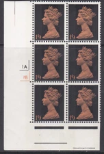 Pre-decimal Machin 1/9 GA 2B Head A Perf A Cylinder 1A1B ND Bright Orange - MNH
