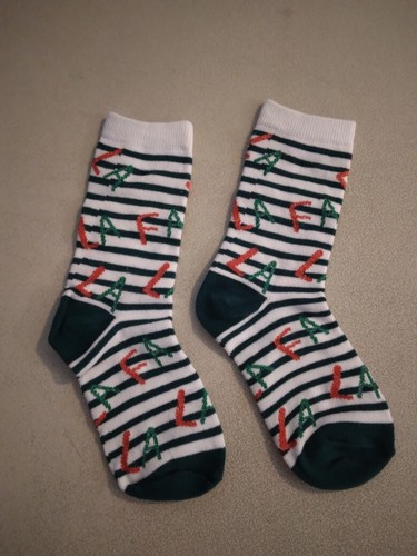 Kids size 7 - 9 Christmas Socks Fa La La sparkles 270183 - Picture 2 of 2