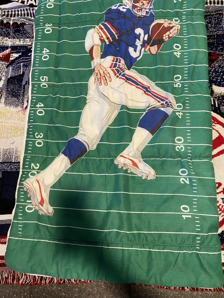 Antigo saco de dormir de futebol americano NFL anos 80-90 NFC AFC Bills Giants Patriots 28" x 58" - Imagem 3 de 4