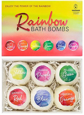 BRUBAKER 6 Handmade ''Rainbow'' Fizzing Bath Bombs - All Natural & Vegan
