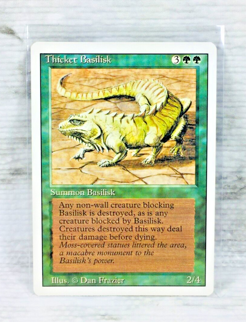 1994 MAGIC THE GATHERING (MTG) THICKET BASILISK (GREEN) TCG REVISED EDITION CARD