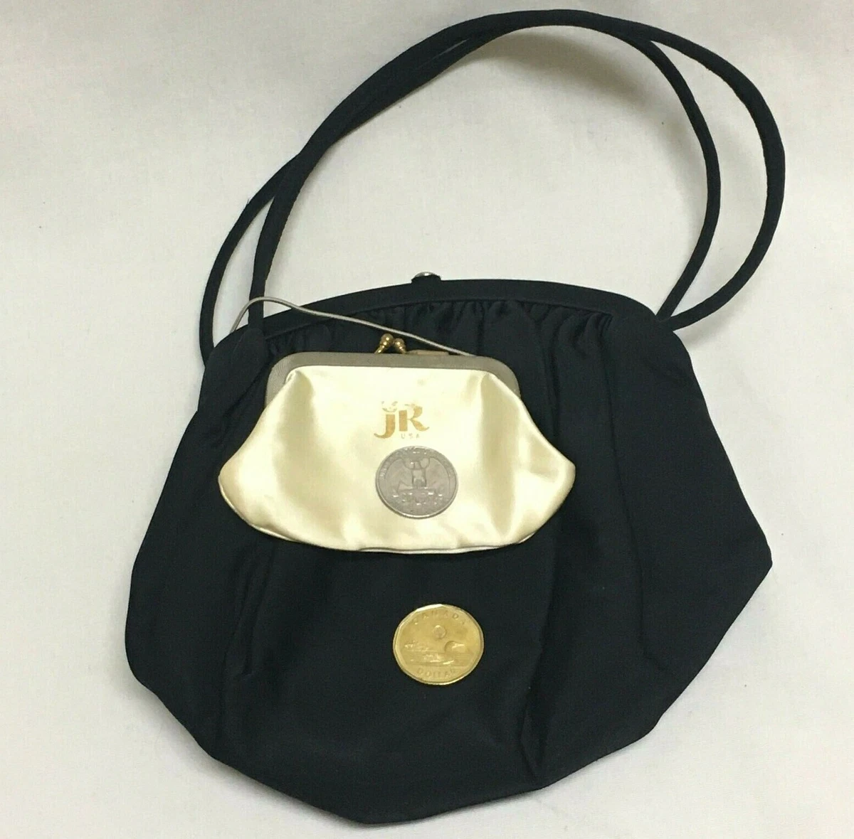 Black Cloth Handbag JR USA with Change Purse Julius Resnick Mid