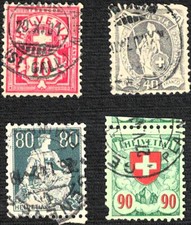 Suisse 1882-1924 Y&T n°67, 75, 166, 208