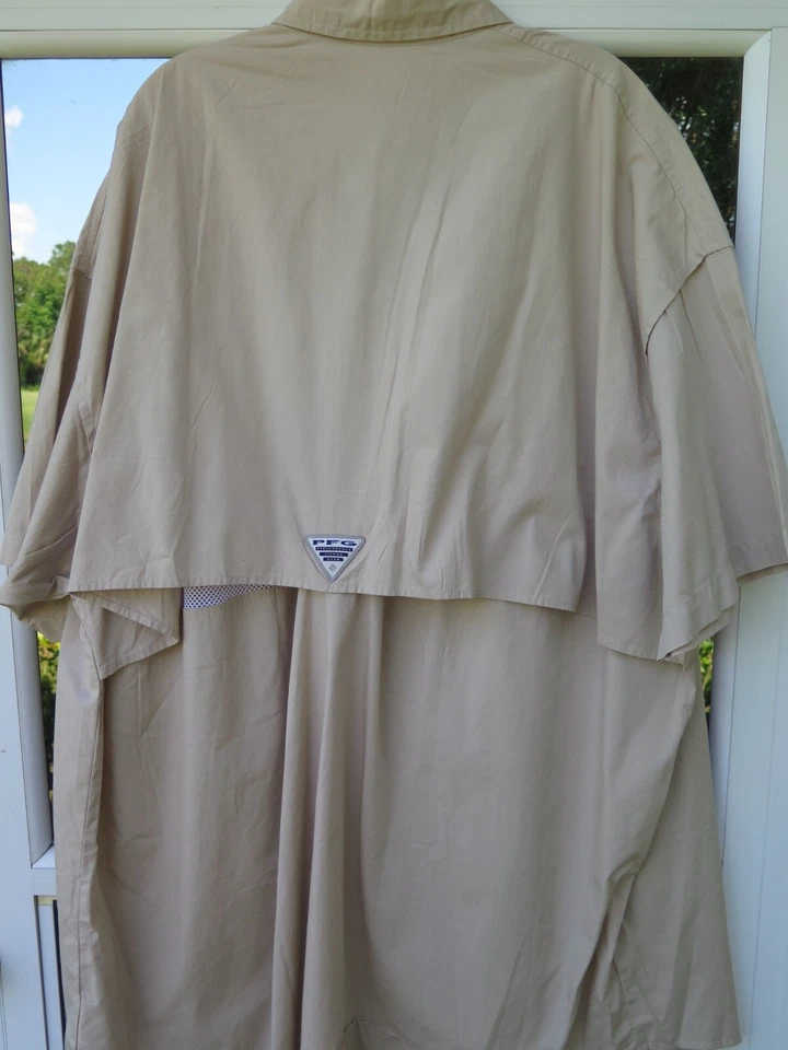 Camisa de pesca Columbia PFG algodón puro beige ventilada al aire libre XXXL 3XL Big Man usada en excelente estado Foto 2 de 4