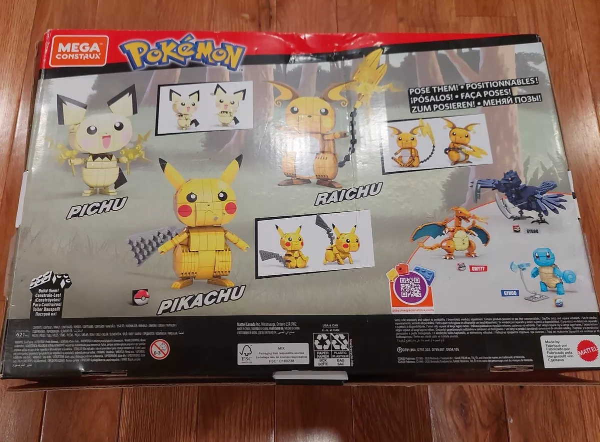 MEGA Pokemon Build & Show Pikachu Evolution Trio Construction Set, Building  Toys for Kids