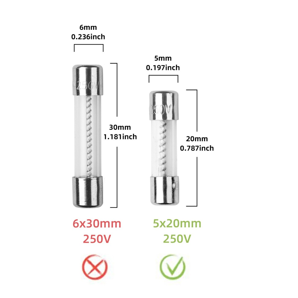 20-21FLOW FUSE サイズL(26.5〜28.5) 10Pcs 4A 250V SLOW Blow Acting Glass Fuse 5X20mm T4AL250V 4 amp