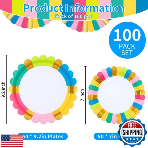 Scalloped Paper Plates 100pk, Disposable Party Plates with 50pk Dinner Plates - Picture 2 of 5